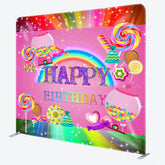 Aperturee - Aperturee Pink Sweet Candy Fabric Backdrop Cover for Birthday